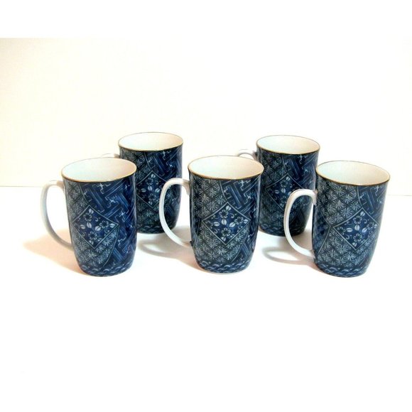 Takahashi Mugs Kimono Blue and White Set of Five - Picture 2 of 7